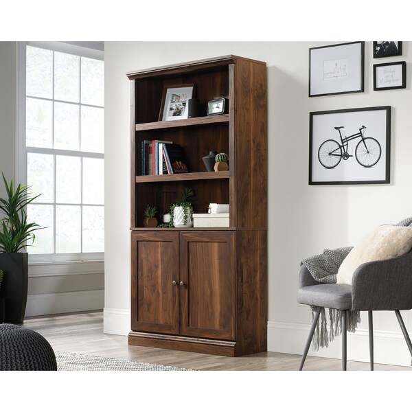 5 Shelf Bookcase W/doors Gw , Three adjustable shelves for flexible storage options